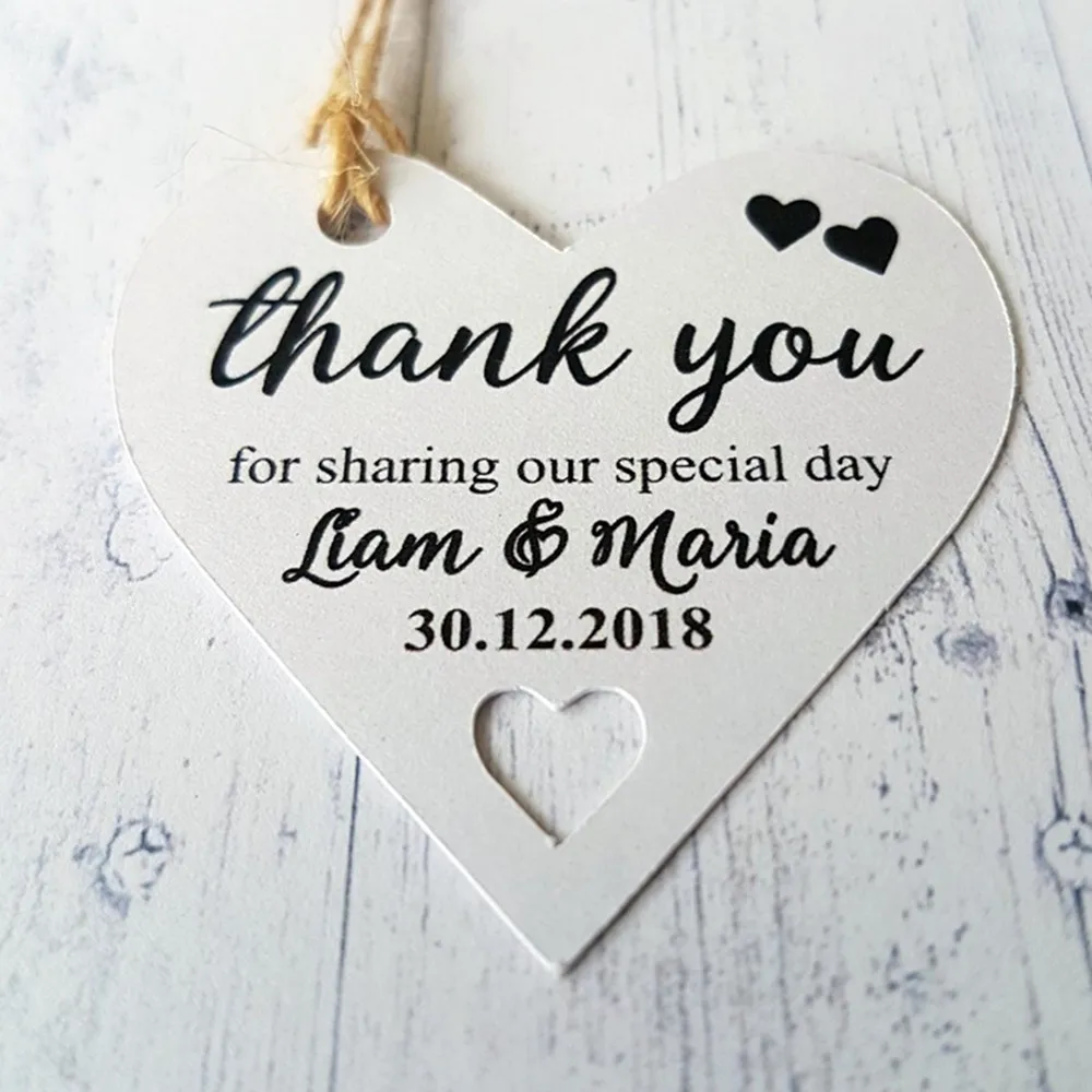 customized Wedding Heart Shaped gift Tags Personalised Thank You For Sharing Our Special Day bachelor Bridal Baby Shower lables | Дом и сад
