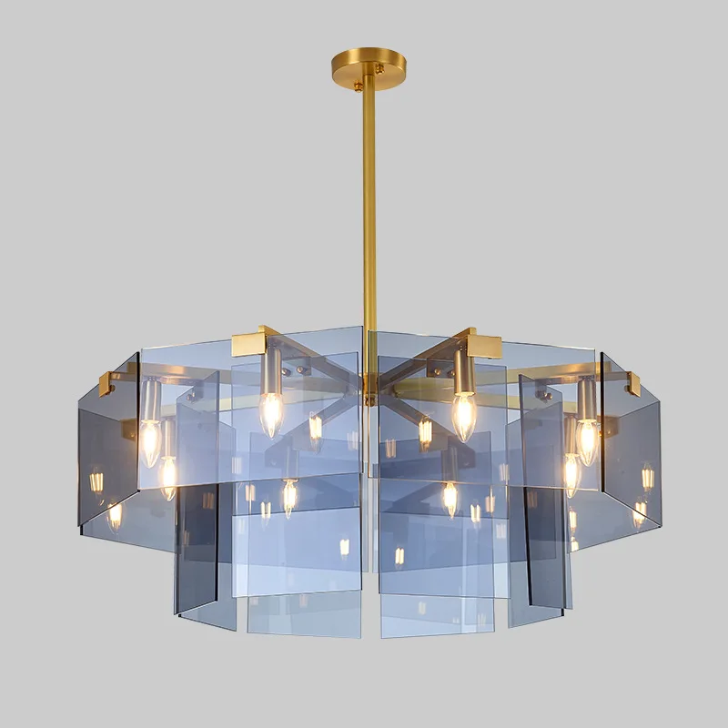 

Postmodern luxury LED chandelier lighting Blue glass hanging lamp Nordic living room restaurant fixtures bedroom luminaires