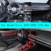 for honda civic 2021 2022 11th gen interior details carbon fiber car central control panel dashboard trim stickers accessories