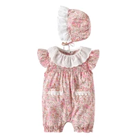 baby floral clothes 100 cotton toddler girls 1st birthday party outfits infant vintage jumpsuit newborn rompershat 2pcsset