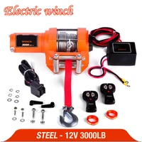winch car 12v remote control set electric winch 3000lb heavy duty atv trailer 15 high tensile steel cable electric winch