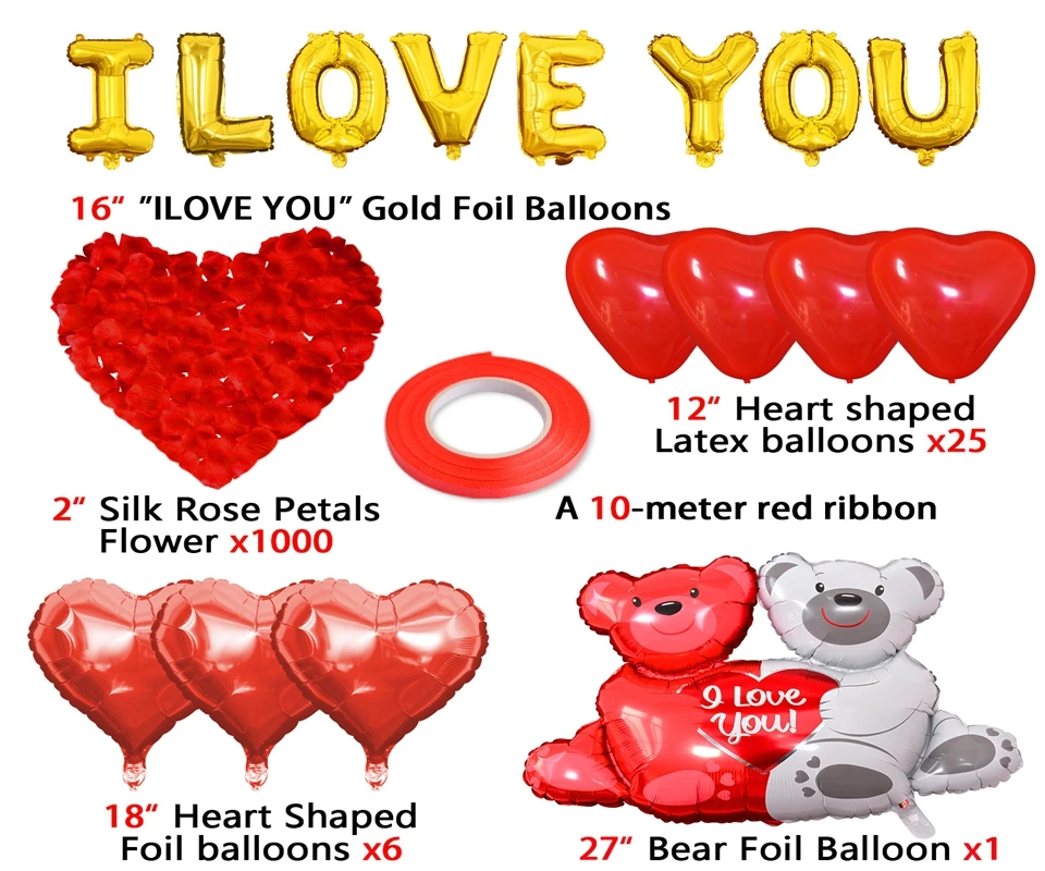 flor conjunto amor urso vermelho coração balão