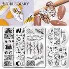 Трафареты для стемпинга ногтей с геометрическими линиями и волнами, художественный штамп с изображением для ногтей
