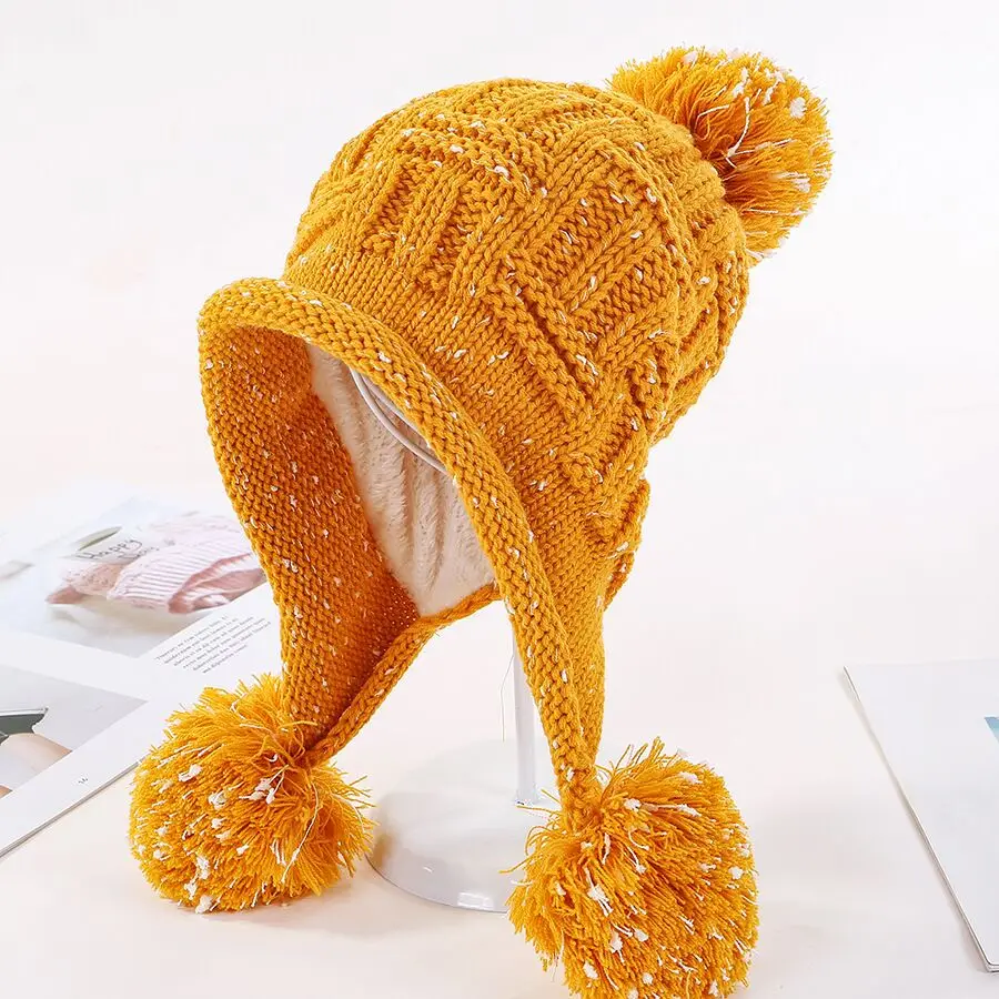 Новинка, зимняя вязаная шапка, женские шапки с помпоном, шапки Gorras, Теплые Мешковатые зимние шапки для женщин и девушек, Skullies Beanies