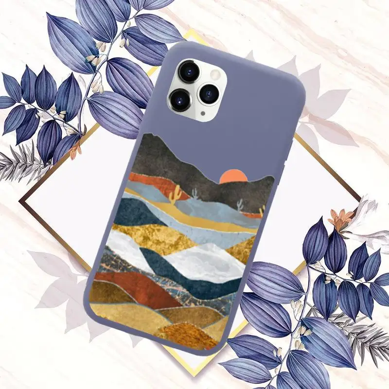 

Mountain Marble Moon aesthetics Phone Cases Candy Color for iPhone 6 7 8 11 12 s mini pro X XS XR MAX Plus