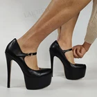 Женские туфли на высоком каблуке, из искусственной кожи, с круглым носком