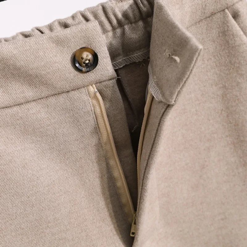 Женские твидовые шаровары модные однотонные брюки с высокой талией