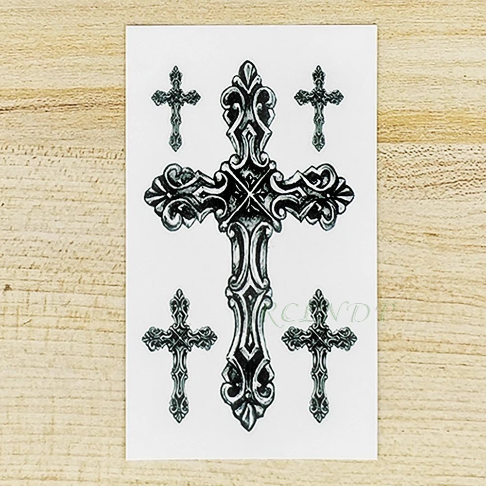 Водонепроницаемый Временная тату-наклейка для Крест племенной тотем поддельный - Фото №1