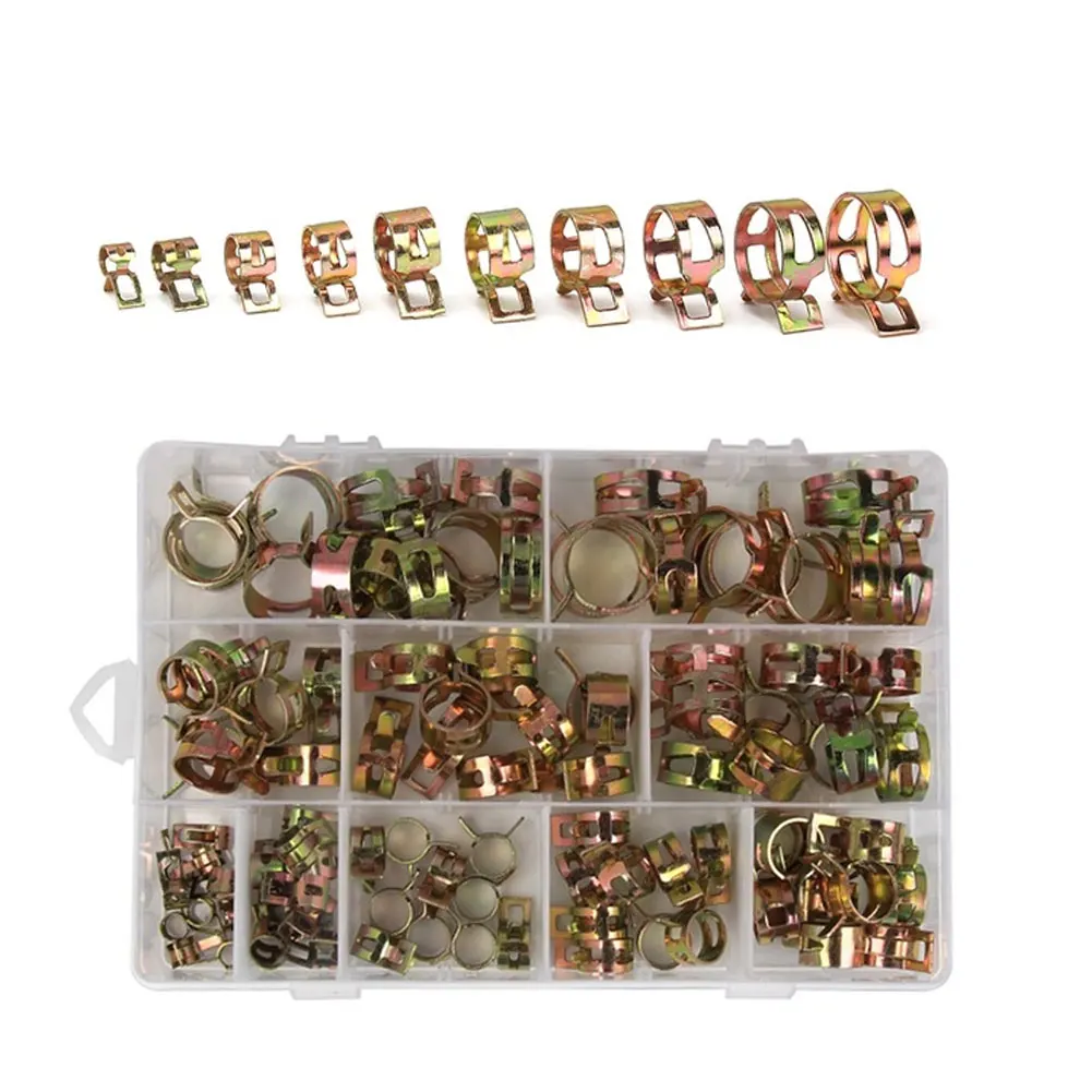 

100PCS Zinc Plated Hose Clamps 6-22mm Pipe Clamps Tube Pipe Clips Home Improvement Parts Water Hose Buckle Clips Pipe Clamps