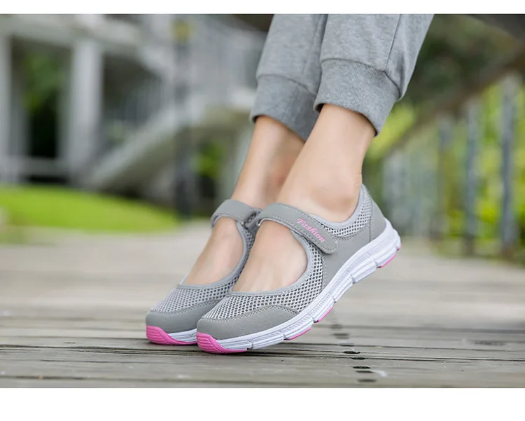 New plus size breathable air mesh sneakers women shoes spring summer slip on platform knitting flats soft walking woman | Обувь