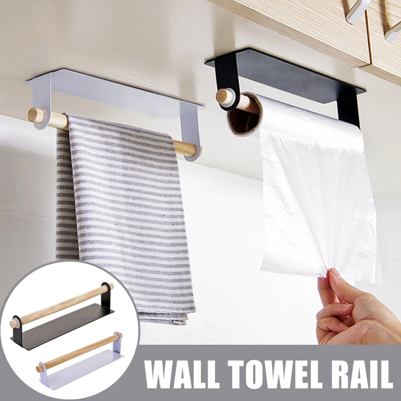 

Adhesive Paper Towel Holder Rack Under Cabinet for Bathroom Kitchen Home Accessories