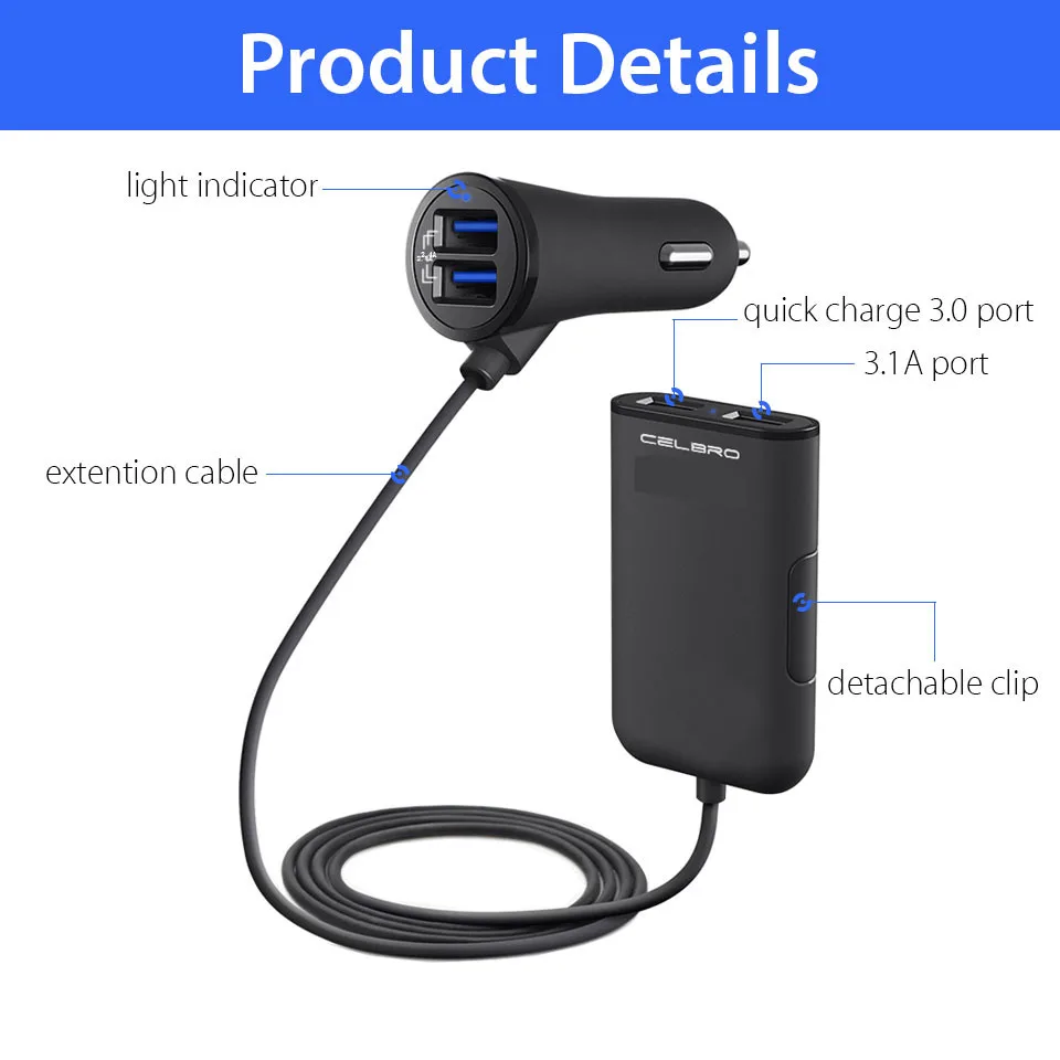 4 USB порта автомобильное зарядное устройство Быстрая зарядка 3 0 Автомобильное