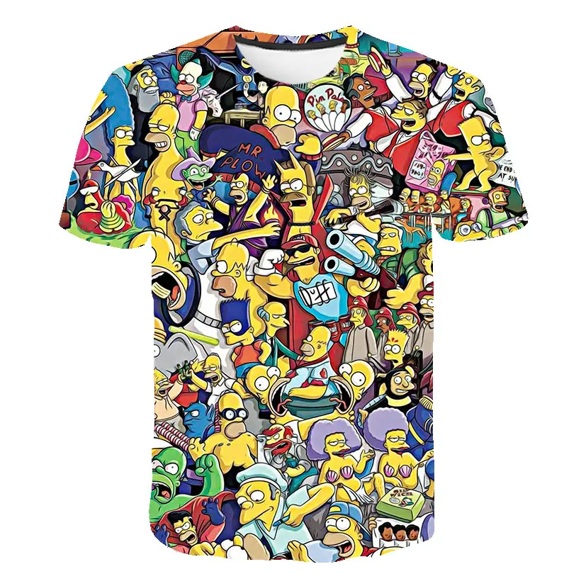 Explosion men short sleeve T-shirt sunglasses 3D printing Simpson background shirt and women couples | Мужская одежда