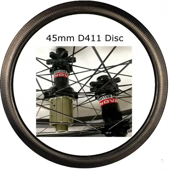 45mm Novatec D411 700C 58/45 мм бескамерная дорожная велосипедная Дисковая тормозная карбоновая колёса dimple disk Cyclecross carbon wheelset D350 t240 ступицы - Цвет: 45mm Novatec D411