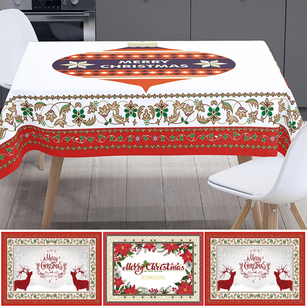 

Новая прямоугольная Рождественская скатерть, водонепроницаемая тканевая скатерть для стола, праздничное домашнее настольное украшение дл...