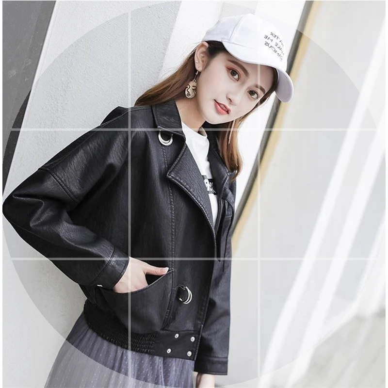 Куртка женская мотоциклетная короткая из ПУ кожи на весну/осень | Женская одежда