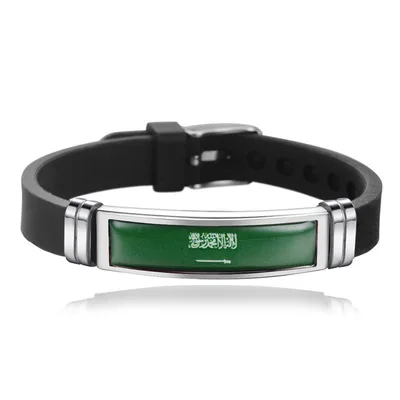 

New Saudi Arabia Flag Bangles Sporty Style Stainless Steel Silicone Saudi Arabia Country Flag Bracelets Jewellery