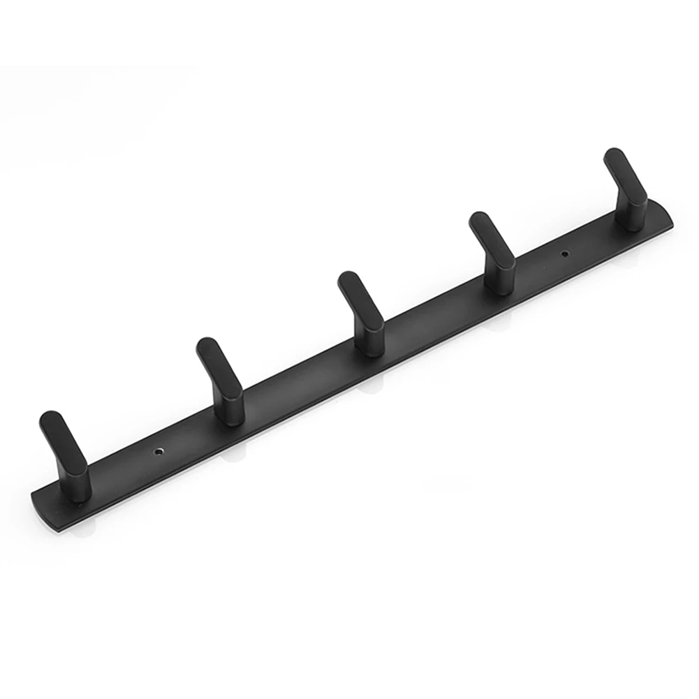 

Aluminum Hooks Bar Coat Hat Wall Mounted 5 Hooks Hanger Bedroom Clothes Robe Holder Rack Space Saving Supplies