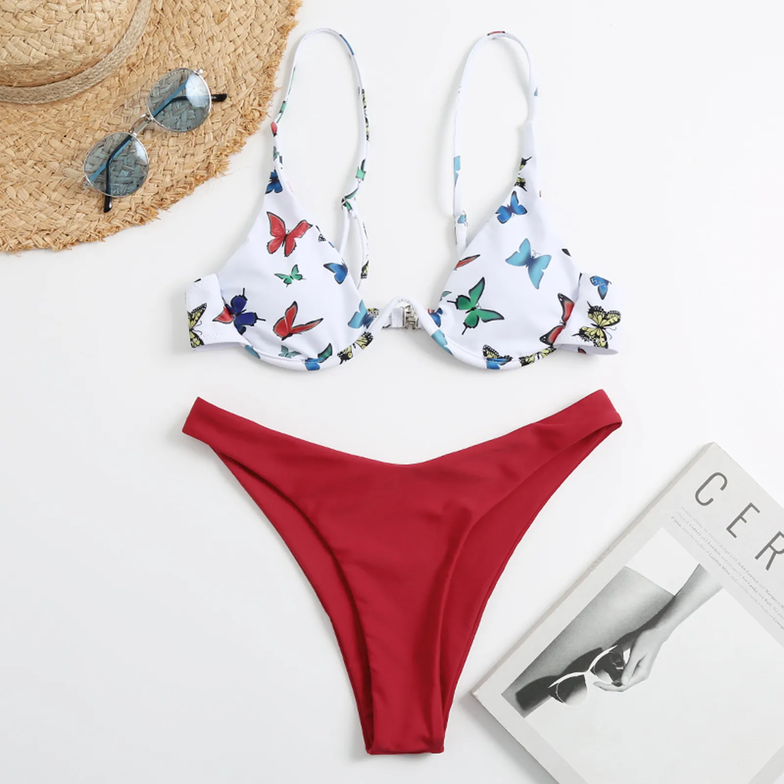 

Sexy Leoaprd Swimming Suit Women's 2021 New Designer Padded Thong Bra Set Female Beach Bathing Suit Swimsuit