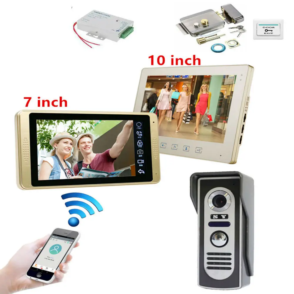 7 &quotпроводной Wi-Fi видео дверной звонок Система с одной кнопкой разблокировки для