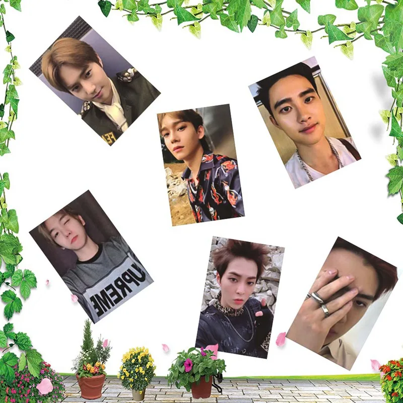 

8Pcs/Lot KPOP EXO DON'T MESS UP MY TEMPO Album Photo Card Hip Hop Self Made Paper Cards Autograph Photocard