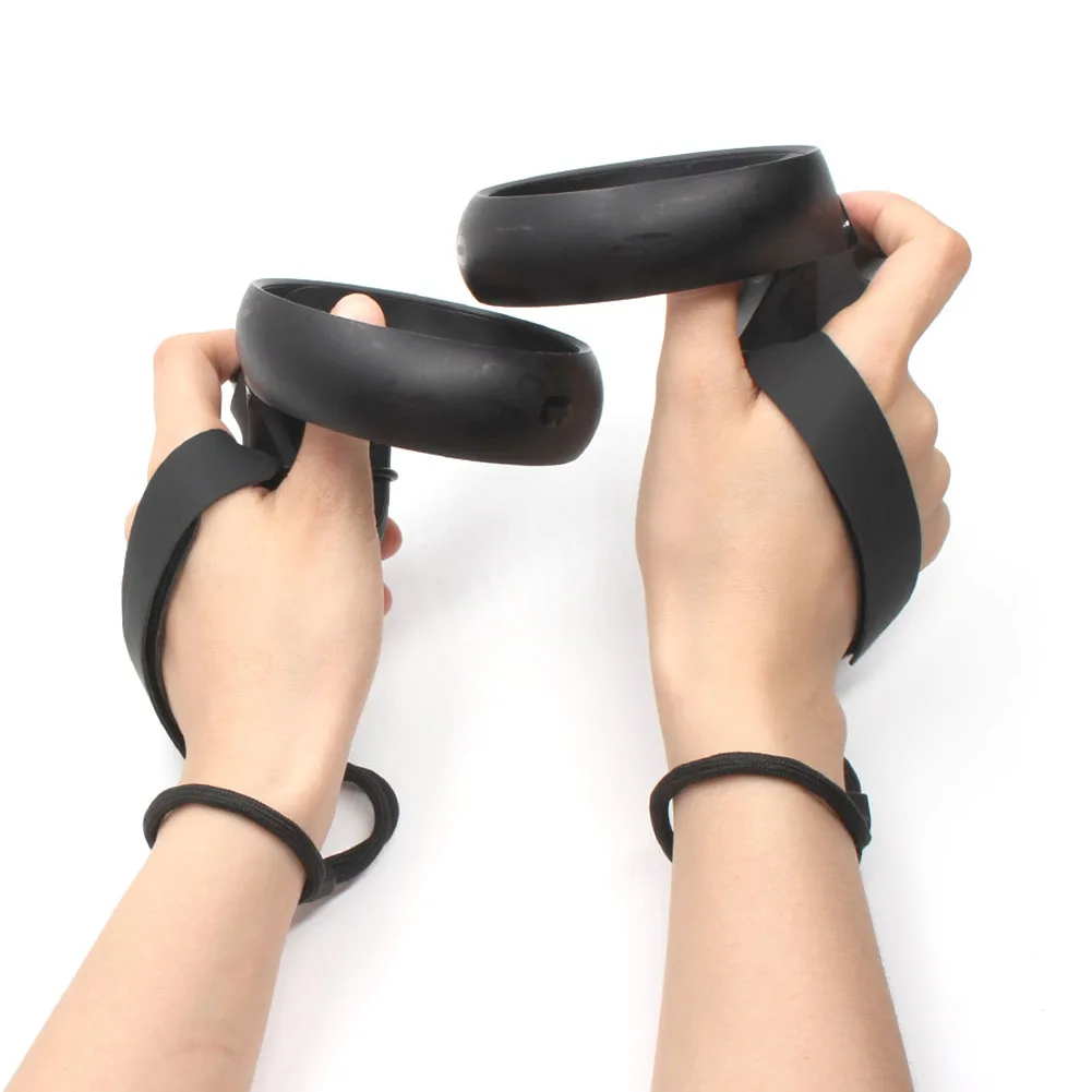 

1pair Outdoor Adjustable Wristband Protection Portable Easy Install Comfortable Knuckle Strap Black Non Slip For Oculus Quest