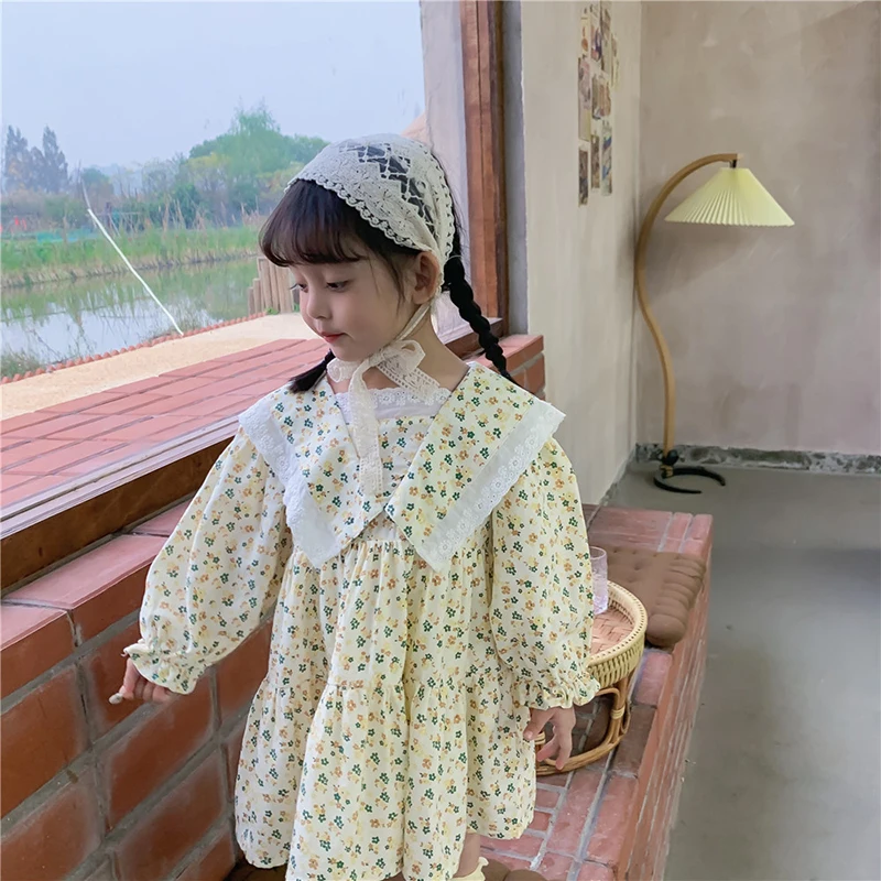 

Girls Korean Baby Floral Small Fresh Princess Dress Toddler Girl Fall Clothes Girls Autumn Clothes Halloween Clothes
