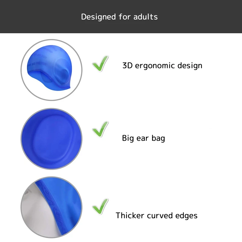 

Swimming Caps Men Women Long Hair Waterproof Swim Pool Cap Ear Protect Large Silicone Diving Hat