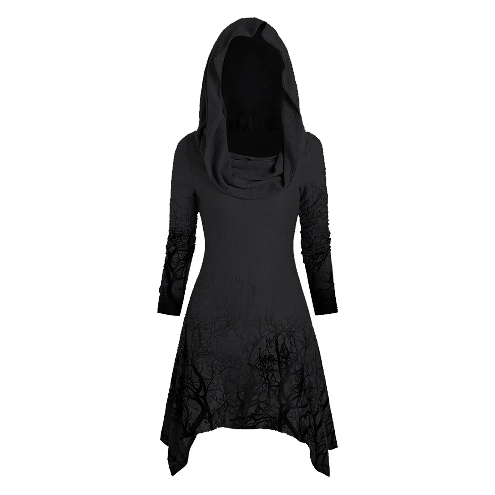 

Асимметричная накидка в готическом стиле для мужчин и женщин, Длинная накидка с капюшоном и принтом дерева на Хэллоуин, в стиле панк, 2021