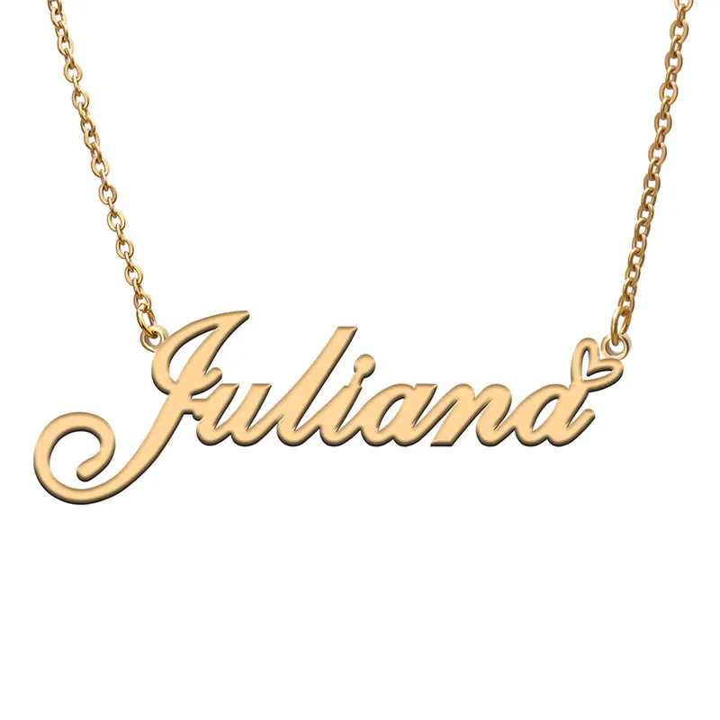 

Love Heart Juliana Name Necklace for Women Stainless Steel Gold & Silver Nameplate Pendant Femme Mother Child Girls Gift