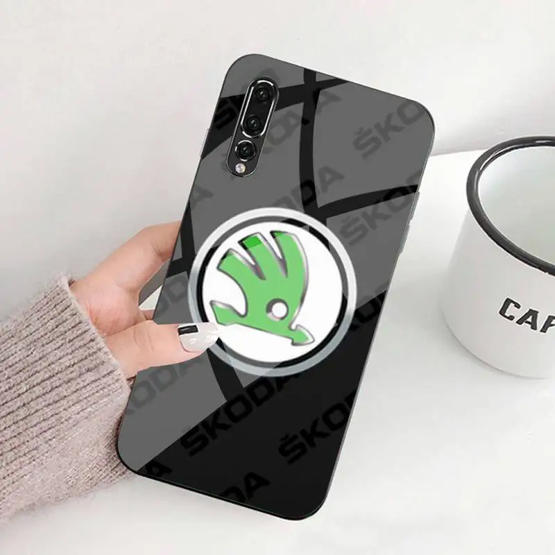 

Skoda Car Phone Case Tempered Glass For Huawei P9 10 Plus 20 Pro Mate9 10 20 20pro Honor7A 8X 9 10 Nova3i 5