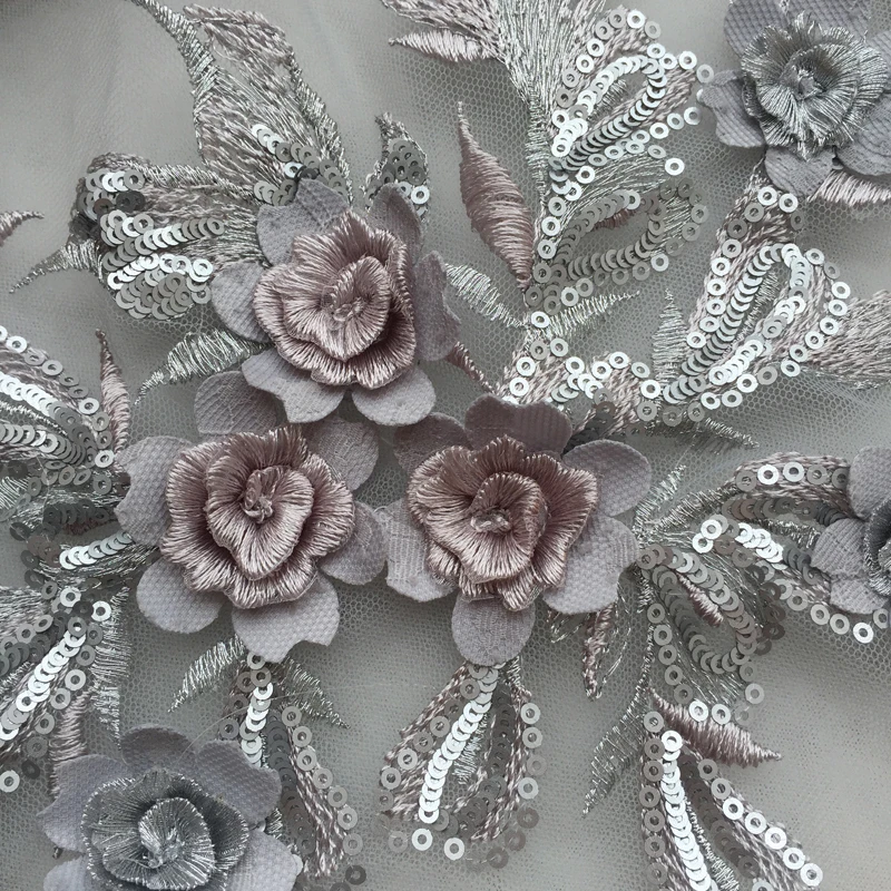 Белые кружевные 3D Аппликации изысканная вышитая Цветочная аппликация от кутюр