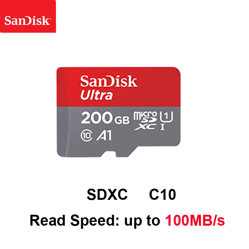 200GB Оригинальная карта Micro SD SanDisk 16 ГБ 32 ГБ 64 ГБ 128 Гб карта памяти Макс 98 Мб/с C10 U1 A1 флэш-карта памяти Micro SD для телефона компьютера - Емкость: 200GB