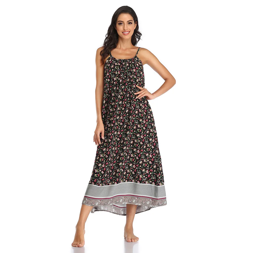 

Maxi Dress For Women Spaghetti Strap Backless Bohemia Dress Floarl Printed Summer Dress 2021New Arrival