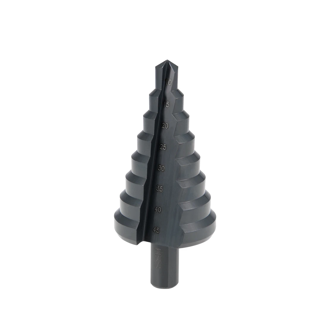 

uxcell Nitride Step Drill Bit 10mm to 45mm 8 Steps Straight Flutes Trilateral Shank for Metal Wood Plastic