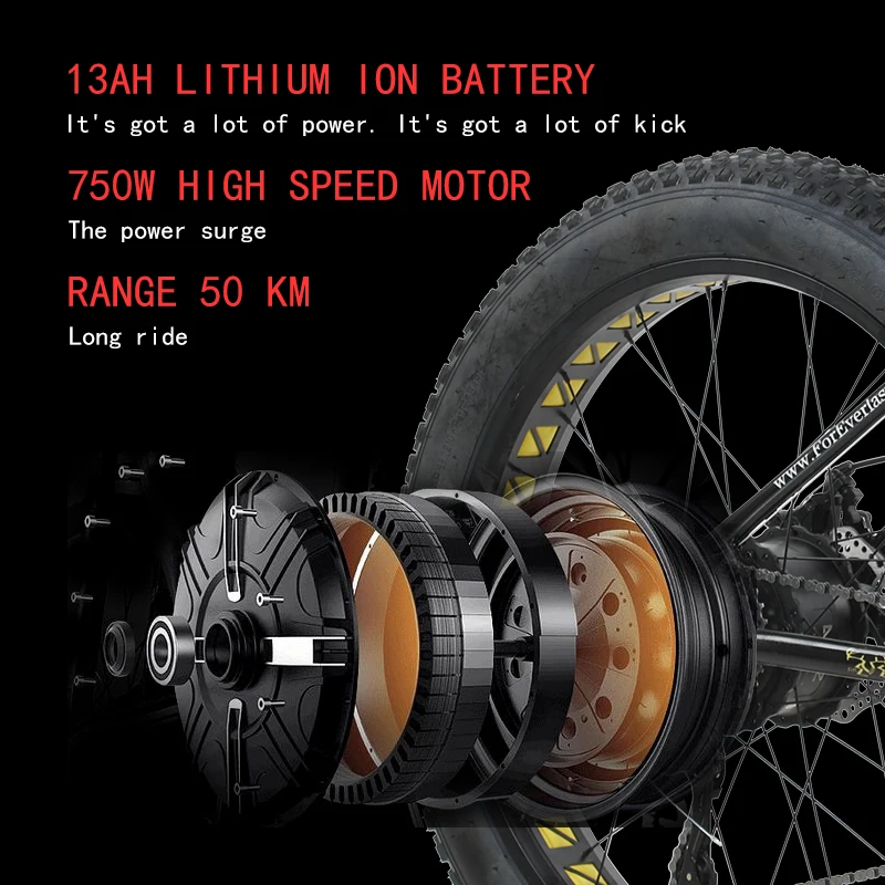 

26inch Fat Tire E-bike 48V 750W Motor 13AH Lithium Battery 45KM/H Electric Mountain Bike ebike Snow Beach electric bicycle