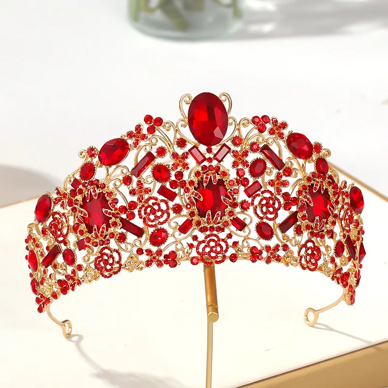 

Bridal Semicircle Crown Headwear Rhinestones Inlaid Retro Headdress Luxury Alloy Crown Wedding Birthday Hair Accessories