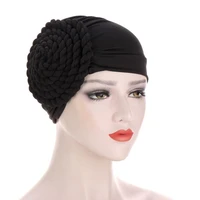 new headwrap turban hats for women solid braid ruffle silky caps bandanas headscarf chemo beanies headwear for cancer