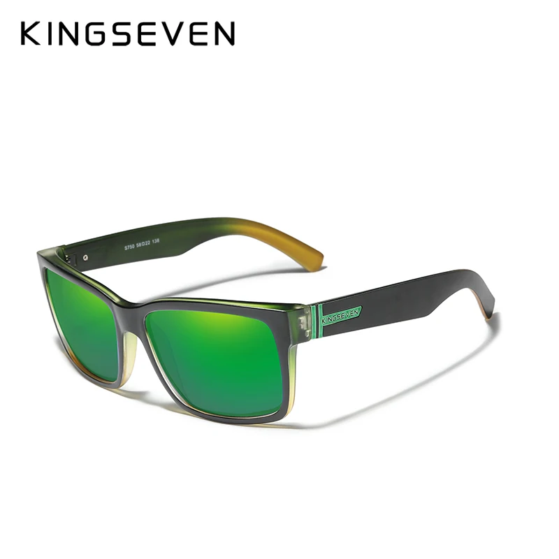 KINGSEVEN спортивные поляризованные мужские солнцезащитные очки, зеркальные линзы, мужские солнцезащитные очки, женские для мужчин, 9 цветов - Цвет линз: Limited Green
