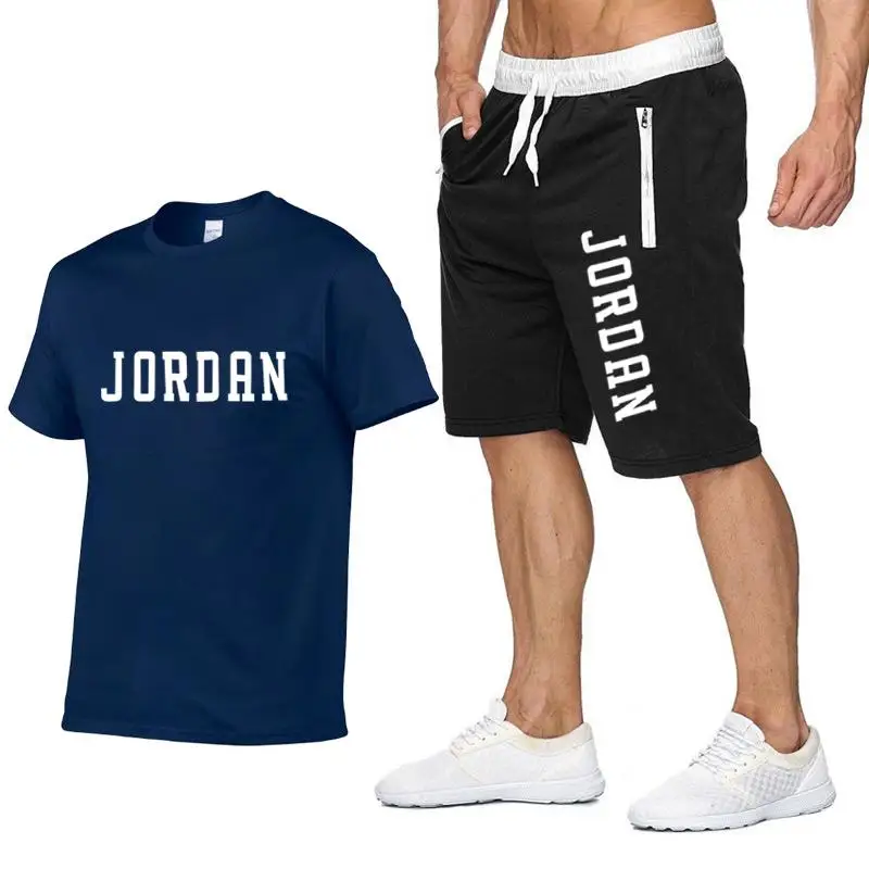 

2020 New T Shirt+shorts Sets Men Letter Printed Summer Suits Casual Tshirt Men Tracksuits Brand Clothing Tops Tees Set Male 2XL