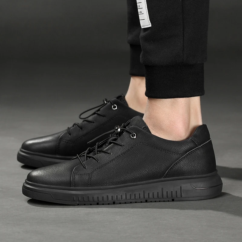 Мужские туфли из натуральной кожи белые на плоской подошве для отдыха прогулок