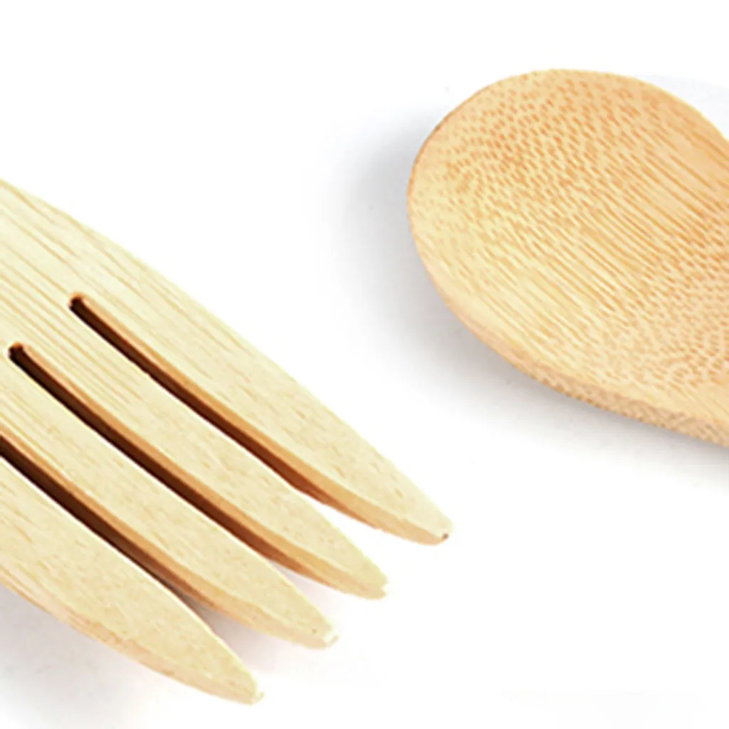 

#40 Portable Bamboo Cutlery Travel Eco-friendly Fork Spoon Set Include Reusable Bamb Kitchen Tools Accessories