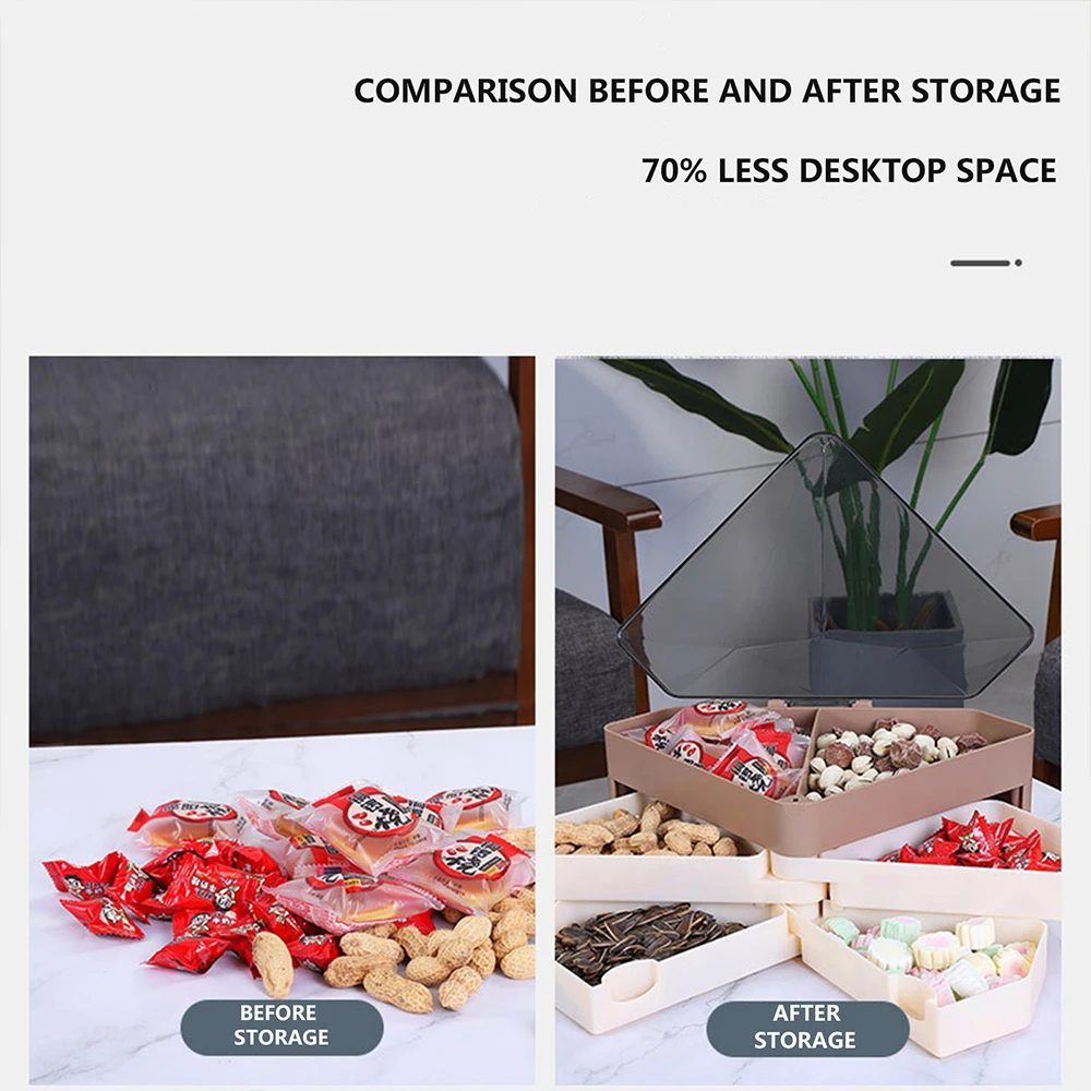 

Nut Sweet Boxes Diamond Shaped Candy Tray Storage Box Multi Compartment Layered Snack Tray Multifunctional Candy Storage Box