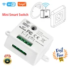 Умный выключатель Mini Tuya с Wi-Fi, умная жизнь, кнопка, выключатель света RF, 433 МГц, настенная панель, релейный модуль сделай сам, таймер, Google Home, Alexa