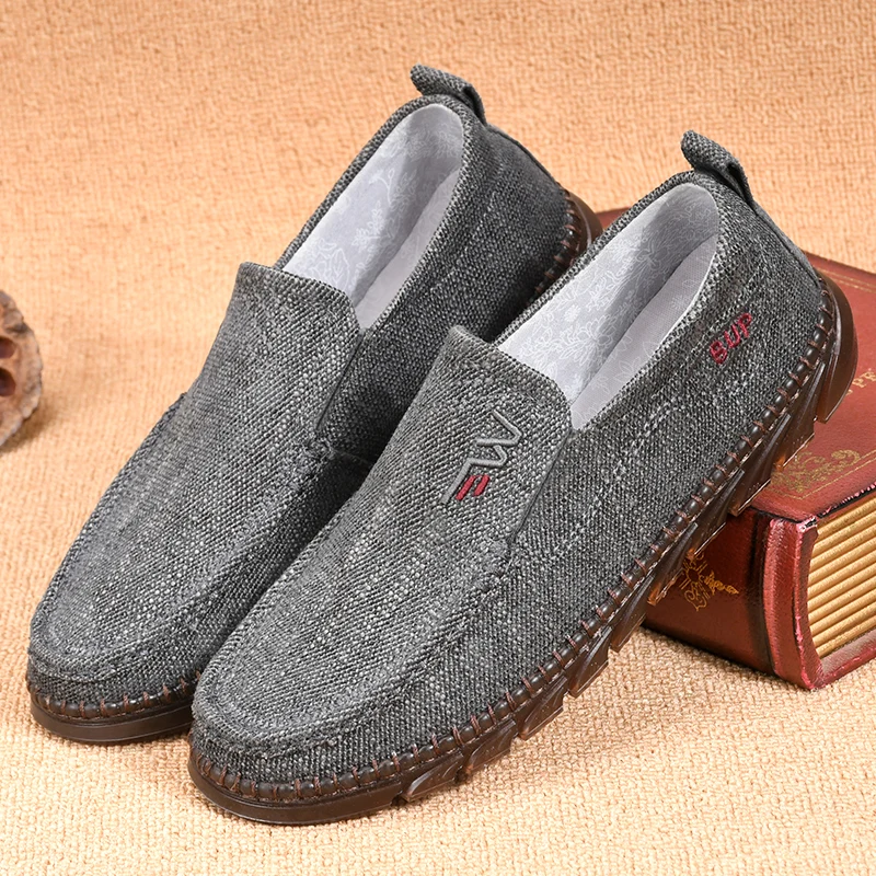 

Men's Casual Shoes Slip-on Light Canvas Loafers Walking Shoes Breathable Soft Espadrilles Male Cotton Shoes