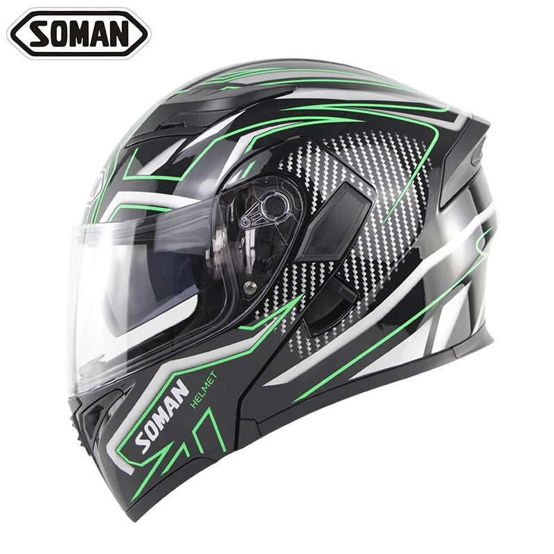 Мотоциклетный шлем с двойными линзами раскрывающийся в горошек для