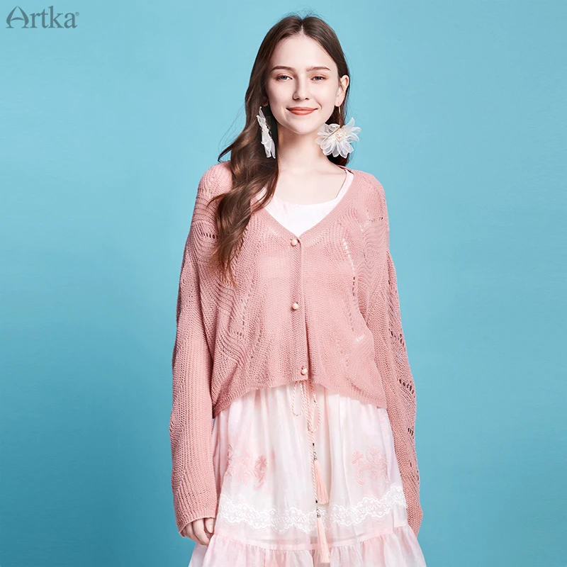 Женский трикотажный кардиган с V образным вырезом и длинным рукавом| |