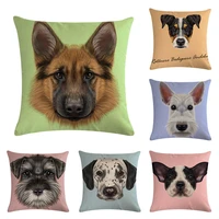 cartoon dog print throw pillow case cute animal pattern cushion cover living room sofa car decoration linen pillowcase 45x45cm