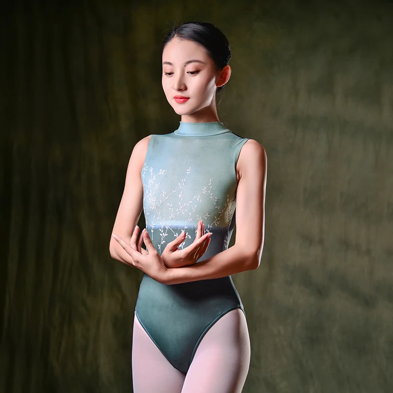 

New Ballet Dance Clothes Women Leotards Adult One-Piece High Collar Gymnastic Practice Wear Tutu Ballerina Dance Costume