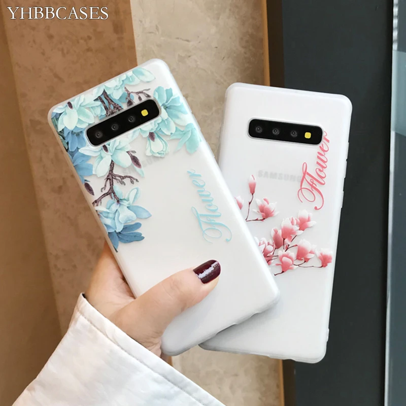 Мягкий чехол YHBBCASES из ТПУ с рельефными мультяшными цветами для Samsung Galaxy S8 S9 S10 Plus